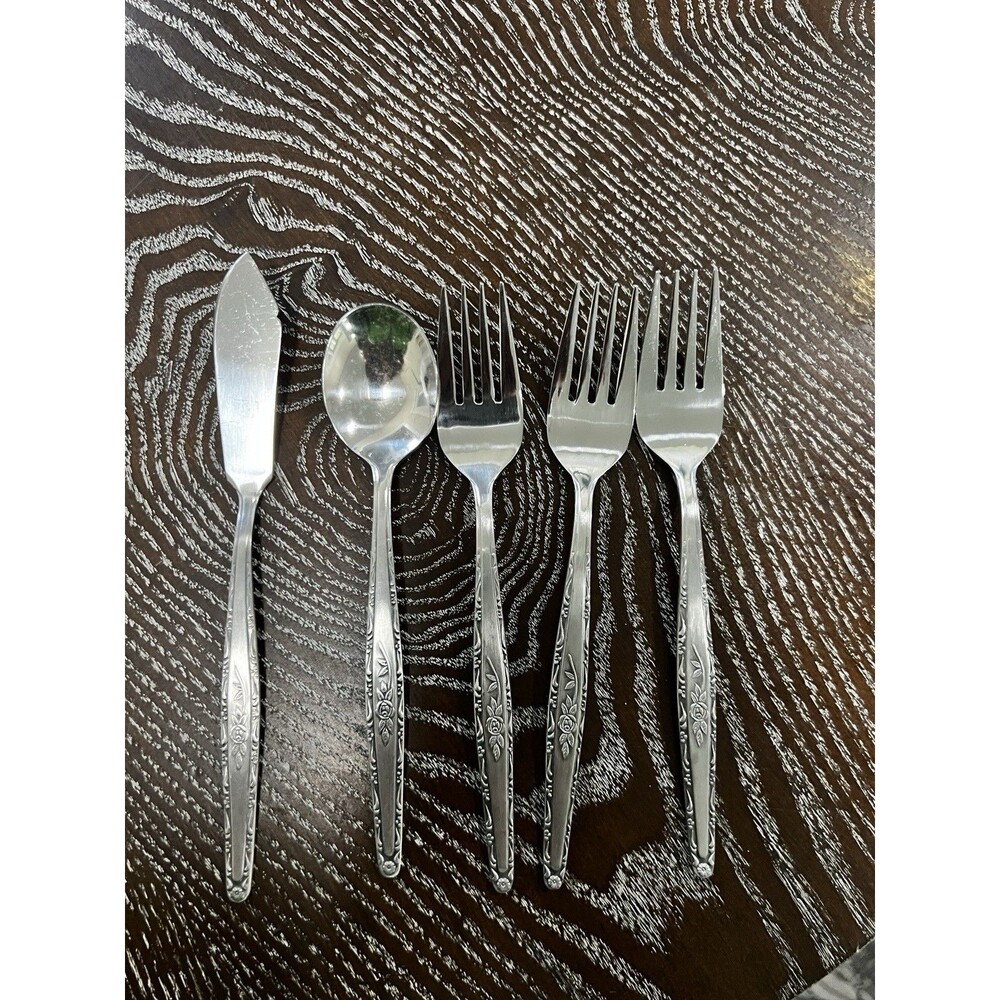 5 Interpur INR3 Cottage Rose Stainless Steel spoon forks knife Flatware Korea